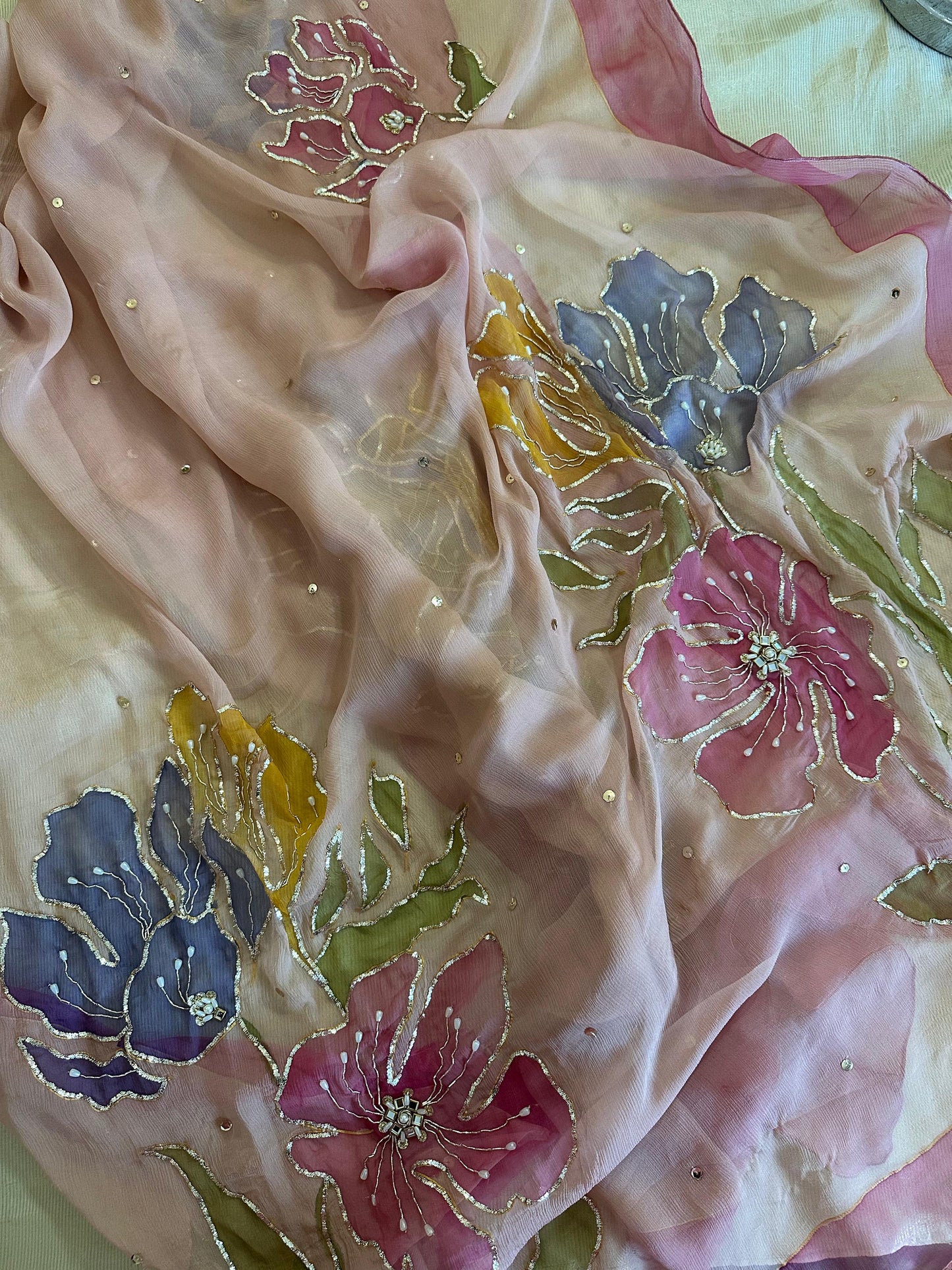 Tea pink tulip dupatta
